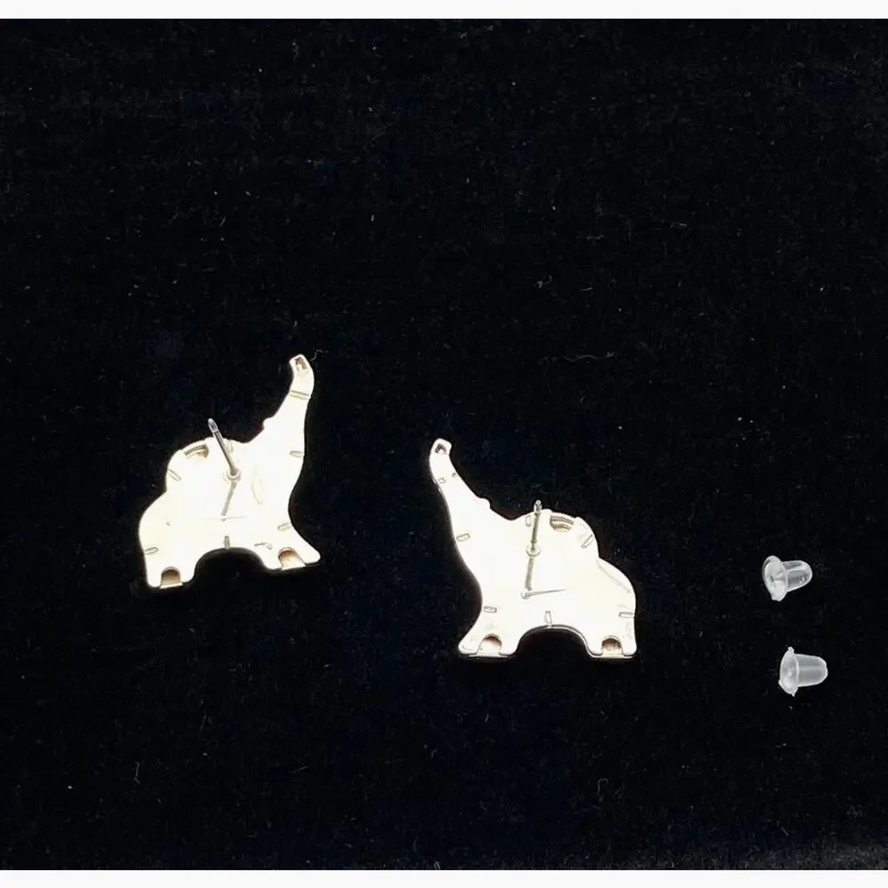 Vintage Elephant Brooch Pendant & Earrings Set Silver Tone